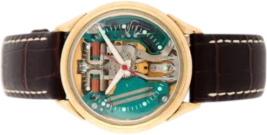 Titel: Accutron Spaceview i forgyldt stål med brun alligatorrem
Mærke: Bulova
Model: Accutron Spaceview
Ref.: M7
Årgang: 1967
Tilbehør:
Pris: 3.000 kr.
Diameter: 34mm
Funktioner:
Skivefarve: Grøn
Rem: Læder
Kassemateriale: Stål
Kategori: Dress
Køn: Unisex
Match: 100.0%
Billedet ejes af Bruun Rasmussen (1138058) Et Bulova ur