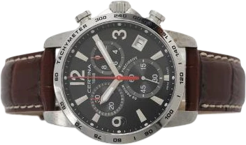Titel: Podium Chronograph 1/10 sec. i stål, ref. C034.417A (Nyhed)
Mærke: Certina
Model: Podium Chronograph 1/10 sec.
Ref.: C034.417A
Årgang: 2019
Tilbehør: Boks
Stand: 9.0 (Brugt)
Pris: 4.500 kr.
Diameter: 41mm
Funktioner: Kronograf, Dato
Skivefarve: Grå
Rem: Læder
Kassemateriale: Stål
Kategori: Racing
Køn: Herre
Match: 100.0%
Billedet ejes af Bruun Rasmussen (1207264) Et Certina ur