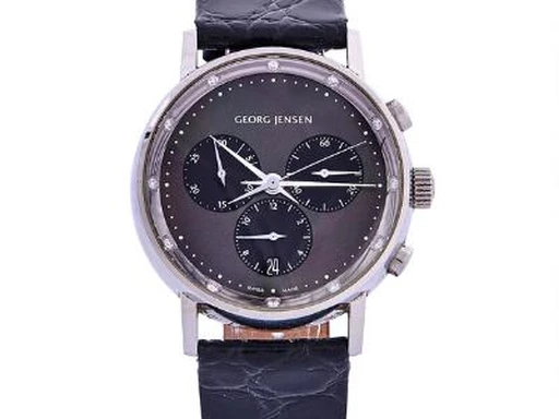 Title: Henning Koppel wristwatch with mother-of-pearl dial and date (New)
Brand: Georg Jensen
Model: Henning Koppel
Ref: 417
Category: Dress
Diameter: 38mm
Functions: Dato
Year: 2010
Price: 3500
Condition: undefined
Dial Color: Sort
Strap: Læder
Case material: Stål
Gender: Herre
Match: 100.0%
Billedet er ejet af Bruun Rasmussen (467432) Et Georg Jensen ur