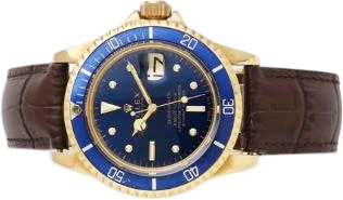 Titel: Submariner of 18k gold, ref. 1680/8, 1976
Mærke: Rolex
Model: Submariner
Ref.: 1680/8
Kategori: Dykker
Diameter: 40mm
Funktioner: Dato
Årgang: 1976
Pris: 90000
Skivefarve: Blå
Rem: Læder
Kassemateriale: Guld
Køn: Herre
Match: 100.0%
Billedet ejes af Bruun Rasmussen (931935) Et Rolex ur
