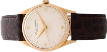 Title: Wristwatch in 14k gold with mechanical manual winding movement
Brand: IWC
Model:
Ref: 2603/2059
Category: Dress
Diameter: 32mm
Functions:
Year: 1960
Price: 9000
Condition: 7.0
Dial Color: Hvid
Strap: Læder
Case material: Guld
Gender: Herre
Match: 100.0%
Billedet er ejet af Bruun Rasmussen (566024) Et IWC ur