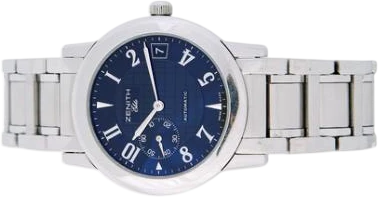 Titel: Elite Port Royal i stål med blå skive (Nyhed)
Mærke: Zenith
Model: Elite Port Royal
Ref.: 02.0451.680
Årgang: 2015
Tilbehør: Boks og Papirer
Pris: 9.000 kr.
Diameter: 37mm
Funktioner: Dato
Skivefarve: Blå
Rem: Metal
Kassemateriale: Stål
Kategori: Sport
Køn: Herre
Match: 100.0%
Billedet ejes af Bruun Rasmussen (1161219) Et Zenith ur