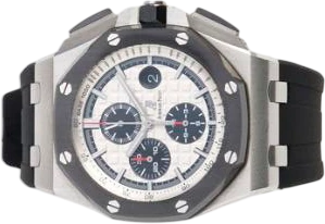 Title: Royal Oak Offshore “Panda” stål med keramisk bezal (New)
Brand: Audemars Piguet
Model: Royal Oak Offshore “Panda”
Ref: 26400SO.OO.A002CA.01
Category: Sport
Diameter: 44mm
Functions: Kronograf, Dato
Year: 2011
Price: 120000
Condition: 8.0
Dial Color: Hvid
Strap: Andet
Case material: Stål
Gender: Herre
Match: 100.0%
Billedet er ejet af Bruun Rasmussen (904699) Et Audemars Piguet ur