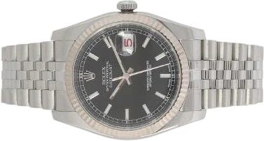 Title: Datejust of steel, ref. 116234, 2010 (New)
Brand: Rolex
Model: Datejust
Ref: 116234
Category: Dress
Diameter: 36mm
Functions: Dato
Year: 2010
Price: 57500
Condition: 7.0
Dial Color: Sort
Strap: Metal
Case material: Stål
Gender: Unisex
Match: 100.0%
Billedet er ejet af Bruun Rasmussen (768049) Et Rolex ur