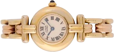 Titel: Must Colisée i forgyldt sølv med 14 kt. guldlænke (Nyhed)
Mærke: Cartier
Model: Must Colisée
Ref.: 59002
Årgang: 1990
Tilbehør: Boks og Papirer
Pris: 17.500 kr.
Diameter: 24mm
Funktioner:
Skivefarve: Hvid
Rem: Metal
Kassemateriale: Andet
Kategori: Dress
Køn: Dame
Match: 100.0%
Billedet ejes af Bruun Rasmussen (1161240) Et Cartier ur