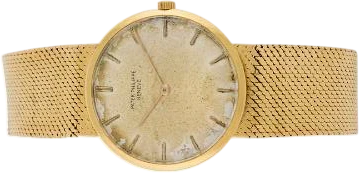 Titel: Calatrava of 18k gold, ref. 3512, 1960s (Nyhed)
Mærke: Patek Philippe
Model: Calatrava
Ref.: 3512
Kategori: Dress
Diameter: 31mm
Funktioner: Dato
Årgang: 1960
Pris: 35000
Stand: 5.0 (Brugt)
Skivefarve: Gul
Rem: Metal
Kassemateriale: Guld
Køn: Herre
Match: 100.0%
Billedet ejes af Bruun Rasmussen (951071) Et Patek Philippe ur