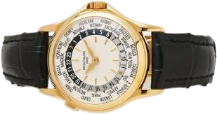 Titel: World-Timer of 18k rose gold, ref. 5110J
Mærke: Patek Philippe
Model: World-Timer
Ref.: 5110J
Kategori: Dress
Diameter: 37mm
Funktioner: Verdensur
Årgang: 2001
Pris: 175000
Skivefarve: Sort
Rem: Læder
Kassemateriale: Guld
Køn: Herre
Match: 100.0%
Billedet ejes af Bruun Rasmussen (931924) Et Patek Philippe ur