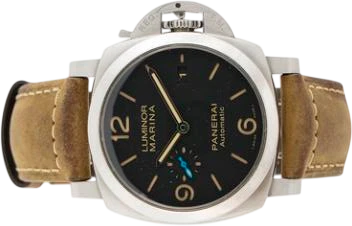 Titel: Luminor Marina af stål ref. PAM01312 med automatisk optræk og dato (Nyhed)
Mærke: Panerai
Model: Luminor Marina
Ref.: PAM01312
Kategori: Dykker
Diameter: 44mm
Funktioner: Dato
Årgang: 2017
Pris: 23500
Stand: 7.0 (Brugt)
Skivefarve: Sort
Rem: Læder
Kassemateriale: Stål
Køn: Herre
Match: 100.0%
Billedet ejes af Bruun Rasmussen (961487) Et Panerai ur