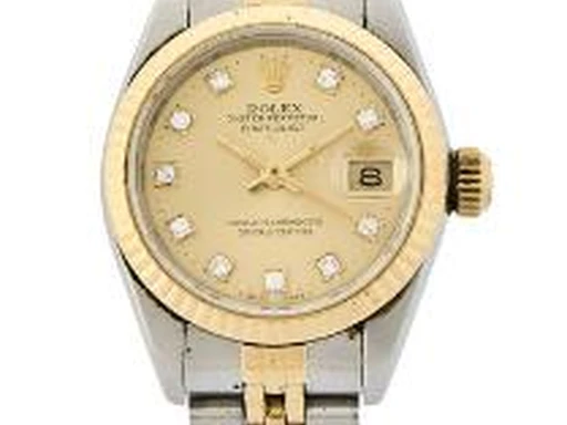 Title: Datejust of 18k gold and steel, ref. 69173, 1989 with diamonds on dial
Brand: Rolex
Model: Datejust
Ref: 69173
Category: Dress
Diameter: 26mm
Functions: Dato
Year: 1989
Price: 25000
Condition: undefined
Dial Color: Gul
Strap: Metal
Case material: Guld
Gender: Dame
Match: 100.0%
Billedet er ejet af Bruun Rasmussen (417436) Et Rolex ur