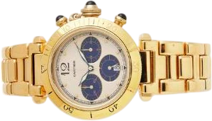 Titel: Pasha of 18k gold, ref. 30009, quartz movement
Mærke: Cartier
Model: Pasha
Ref.: 30009
Kategori: Sport
Diameter: 38mm
Funktioner: Kronograf, Dato
Årgang: 2000
Pris: 90000
Skivefarve: Hvid
Rem: Metal
Kassemateriale: Guld
Køn: Herre
Match: 100.0%
Billedet ejes af Bruun Rasmussen (931948) Et Cartier ur