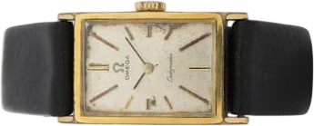 Title: Ladymatic of goldplated steel Ref. 551.015 from 1966 (New)
Brand: Omega
Model: Ladymatic
Ref: 551.015
Category: Dress
Diameter: 17mm
Functions: Dato
Year: 1966
Price: 2500
Condition: 4.0
Dial Color: Hvid
Strap: Læder
Case material: Andet
Gender: Dame
Match: 100.0%
Billedet er ejet af Bruun Rasmussen (816395) Et Omega ur