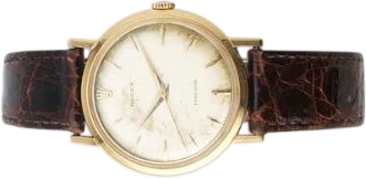 Titel: Precision i 18 kt. guld, ref. 9971, fra 1950'erne (Nyhed)
Mærke: Rolex
Model: Precision
Ref.: 9971
Årgang: 1955
Tilbehør:
Stand: 5.5 (Brugt)
Pris: 22.500 kr.
Diameter: 35mm
Funktioner:
Skivefarve: Hvid
Rem: Læder
Kassemateriale: Guld
Kategori: Dress
Køn: Unisex
Match: 100.0%
Billedet ejes af Bruun Rasmussen (1220629) Et Rolex ur