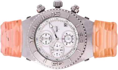 Titel: Cruise CSX05 kronograf i stål med pink gummirem (Nyhed)
Mærke: TechnoMarine
Model: Cruise
Ref.: CSX05
Årgang: 2005
Tilbehør: Boks
Pris: 2.500 kr.
Diameter: 37mm
Funktioner: Kronograf, Dato
Skivefarve: Hvid
Rem: Gummi
Kassemateriale: Stål
Kategori: Sport
Køn: Herre
Match: 100.0%
Billedet ejes af Bruun Rasmussen (1098458) Et TechnoMarine ur