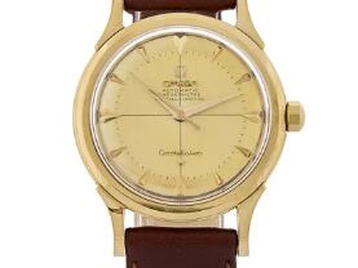 Title: Constellation 'Piepan' of 18k gold, ref. 2852 SC, 1956 (New)
Brand: Omega
Model: Constellation 'Piepan'
Ref: 2852 SC
Category: Dress
Diameter: 35mm
Functions: Dato
Year: 1956
Price: 13500
Condition: undefined
Dial Color: Gul
Strap: Læder
Case material: Guld
Gender: Herre
Match: 100.0%
Billedet er ejet af Bruun Rasmussen (417516) Et Omega ur