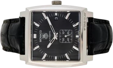 Title: Monaco of steel, ref. WW2110.FC6177 (New)
Brand: Tag Heuer
Model: Monaco
Ref: WW2110.FC6177
Category: Dress
Diameter: 37mm
Functions: Dato
Year: 2015
Price: 11000
Condition: 7.0
Dial Color: Sort
Strap: Læder
Case material: Stål
Gender: Herre
Match: 100.0%
Billedet er ejet af Bruun Rasmussen (816368) Et Tag Heuer ur