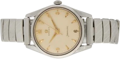 Title: Seamaster stål herreur med mekanisk optræk fra 1950'erne (New)
Brand: Omega
Model: Seamaster
Ref: 2611/2034
Category: Dress
Diameter: 36mm
Functions:
Year: 1950
Price: 2500
Condition: 6.0
Dial Color: Hvid
Strap: Metal
Case material: Stål
Gender: Herre
Match: 100.0%
Billedet er ejet af Bruun Rasmussen (722172) Et Omega ur