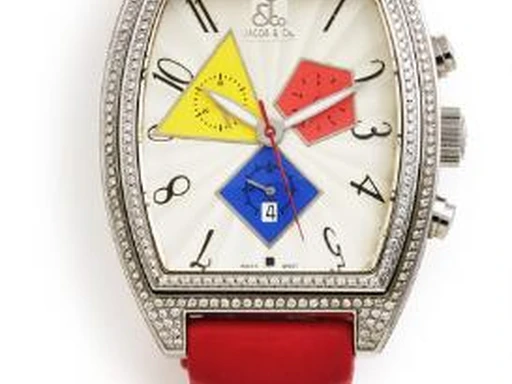 Title: Chronograph Quasar of steel with diamonds, ref. Q.066
Brand: Jacob & Co.
Model: Chronograph Quasar
Ref: Q.066
Category: Racing
Diameter: 45mm
Functions: Kronograf, Dato
Year: 2000
Price: 35000
Condition:
Dial Color: Hvid
Strap: Andet
Case material: Stål
Gender: Herre
Match: 100.0%
Billedet er ejet af Bruun Rasmussen (501393) Et Jacob & Co. ur