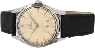 Titel: Seamaster af stål, Ref. 2937-2, år 1963 (Nyhed)
Mærke: Omega
Model: Seamaster
Ref.: 2937-2
Årgang: 1963
Tilbehør: Boks og Papirer
Stand: 5.0 (Brugt)
Pris: 3.500 kr.
Diameter: 36mm
Funktioner: Dato
Skivefarve: Hvid
Rem: Læder
Kassemateriale: Stål
Kategori: Dress
Køn: Herre
Match: 100.0%
Billedet ejes af Bruun Rasmussen (1013077) Et Omega ur