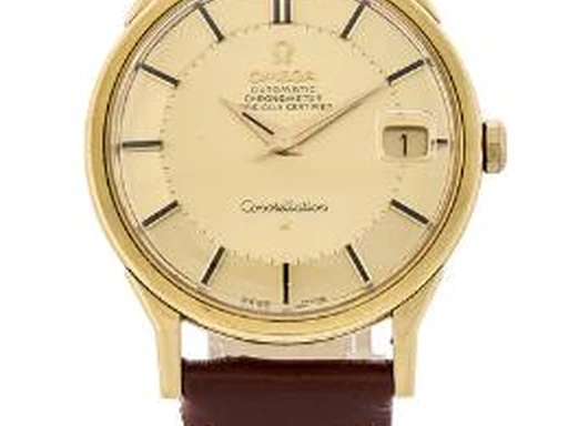 Title: Constellation “Pie Pan” of 18k gold, ref. 168.005/6, 1966
Brand: Omega
Model: Constellation “Pie Pan”
Ref: 168.005/6
Category: Dress
Diameter: 34mm
Functions: Dato
Year: 1966
Price: 13500
Condition: undefined
Dial Color: Gul
Strap: Læder
Case material: Guld
Gender: Herre
Match: 100.0%
Billedet er ejet af Bruun Rasmussen (417418) Et Omega ur