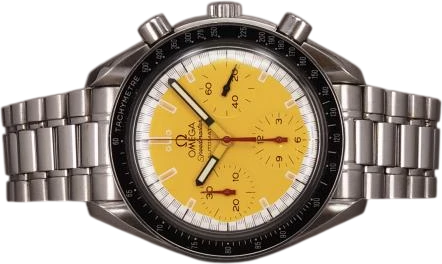 Title: Speedmaster Schumacher 3510.12.00
Brand: Omega
Model: Speedmaster Reduced Schumacher
Ref: 3510.12.00
Category: Racing
Diameter: 39mm
Functions: Kronograf, Dato
Year:
Price: 26000
Condition: 8.0
Dial Color: Gul
Strap: Metal
Case material: Stål
Gender: Herre
Match: 100.0%
Billedet er ejet af Chrono (763867) Et Omega ur
