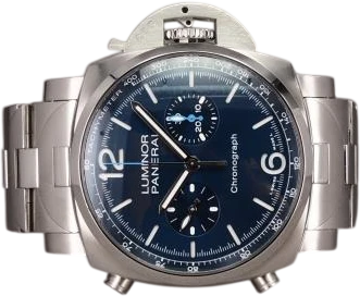 Title: Luminor Chrono PAM01110
Brand: Panerai
Model: Luminor Chrono
Ref: PAM01110
Category: Racing
Diameter: 44mm
Functions: Kronograf, Dato
Year: 2022
Price: 53000
Condition: 8.0
Dial Color: Blå
Strap: Metal
Case material: Stål
Gender: Herre
Match: 100.0%
Billedet er ejet af Chrono (499143) Et Panerai ur