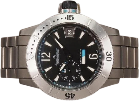 Titel: Master Compressor Diving GMT (Nyhed)
Mærke: Jaeger-LeCoultre
Model: Master Compressor Diving GMT
Ref.: Q187T670
Årgang: 2008
Tilbehør: Boks og Papirer
Stand: 8.0 (Brugt)
Pris: 40.000 kr.
Diameter: 44mm
Funktioner: GMT, Dato
Skivefarve: Sort
Rem: Metal
Kassemateriale: Titanium
Kategori: Dykker
Køn: Herre
Match: 100.0%
Billedet ejes af Chrono (1159390) Et Jaeger-LeCoultre ur