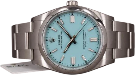 Title: Oyster Perpetual 36 "Tiffany" - 3/2026
Brand: Rolex
Model: Oyster Perpetual 36
Ref: 126000
Category: Dress
Diameter: 36mm
Functions: Dato
Year: 2026
Price: 87000
Condition: 10.0
Dial Color: Blå
Strap: Metal
Case material: Stål
Gender: Unisex
Match: 100.0%
Billedet er ejet af Chrono (842541) Et Rolex ur