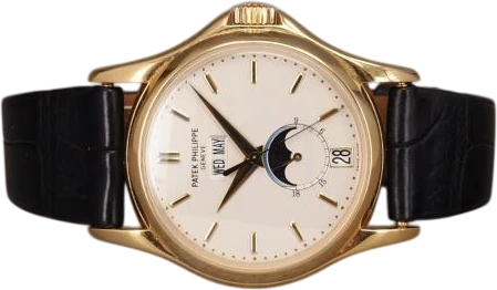 Title: 5125J - 'Wempe'
Brand: Patek Philippe
Model: Annual Calendar Wempe 125 Edition
Ref: 5125J - 010
Category: Dress
Diameter: 37mm
Functions: Dato, Månefase
Year: 2003
Price: 465000
Condition: 8.0
Dial Color: Hvid
Strap: Læder
Case material: Guld
Gender: Herre
Match: 100.0%
Billedet er ejet af Chrono (135080) Et Patek Philippe ur
