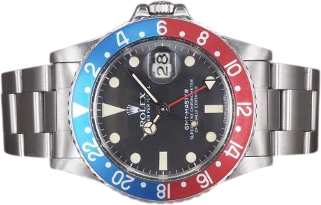 Title: GMT-Master 16750 - Mat Mk1 (Pepsi)
Brand: Rolex
Model: GMT-Master
Ref: 16750
Category: Pilot
Diameter: 40mm
Functions: GMT, Dato
Year: 1982
Price: 135000
Condition: 8.0
Dial Color: Sort
Strap: Metal
Case material: Stål
Gender: Herre
Match: 100.0%
Billedet er ejet af Chrono (101341) Et Rolex ur