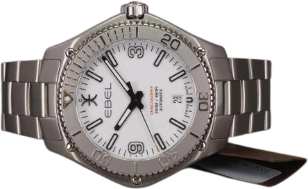 Title: Discovery 1216427
Brand: Ebel
Model: Discovery Automatic
Ref: 1216427
Category: Dykker
Diameter: 41mm
Functions: Dato
Year:
Price: 12000
Condition: 10.0
Dial Color: Hvid
Strap: Metal
Case material: Stål
Gender: Herre
Match: 100.0%
Billedet er ejet af Chrono (292445) Et Ebel ur