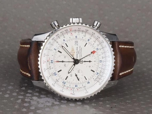 Title: Navitimer World A2432212
Brand: Breitling
Model: Navitimer World GMT
Ref: A24322
Category: Pilot
Diameter: 46mm
Functions: Kronograf, GMT, Dato
Year: 2009
Price: 27000
Condition: undefined
Dial Color: Sølv
Strap: Læder
Case material: Stål
Gender: Herre
Match: 100.0%
Billedet er ejet af Chrono (101263) Et Breitling ur