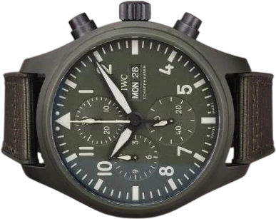 Title: Pilots Chronograph - on hold
Brand: IWC
Model: Pilot’s Chronograph Top Gun
Ref: IW389106
Category: Pilot
Diameter: 44mm
Functions: Kronograf, Dato, Ugedag
Year: 2022
Price: 57000
Condition: 9.0
Dial Color: Grøn
Strap: Andet
Case material: Keramik
Gender: Herre
Match: 100.0%
Billedet er ejet af Chrono (397481) Et IWC ur