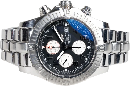 Title: Super Avenger
Brand: Breitling
Model: Super Avenger
Ref: A13370
Category: Racing
Diameter: 48mm
Functions: Kronograf, Dato
Year:
Price: 19999
Condition: 7.5
Dial Color: Sort
Strap: Metal
Case material: Stål
Gender: Herre
Match: 100.0%
Billedet er ejet af Chrono Collective (563737) Et Breitling ur