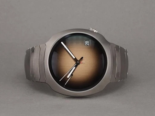 Title: H.Moser & Cie Streamliner 6812-1201
Brand: H. Moser & Cie
Model: Streamliner Perpetual Calendar
Ref: 6812-1201
Category: Dress
Diameter: 42mm
Functions: Dato
Year: 2024
Price: 375000
Condition: 9.0
Dial Color: Brun
Strap: Metal
Case material: Stål
Gender: Herre
Match: 100.0%
Billedet er ejet af Chrono (170232) Et H. Moser & Cie ur