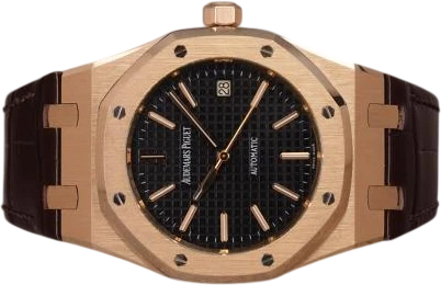 Titel: Royal Oak 15300OR
Mærke: Audemars Piguet
Model: Royal Oak
Ref.: 15300OR.OO.D002CR.01
Kategori: Sport
Diameter: 39mm
Funktioner: Dato
Årgang: 2014
Pris: 270000
Stand: 8.0 (Brugt)
Skivefarve: Sort
Rem: Læder
Kassemateriale: Guld
Køn: Herre
Match: 100.0%
Billedet ejes af Chrono (842543) Et Audemars Piguet ur