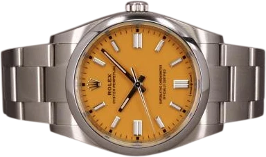 Title: Oyster Perpetual 36 126000
Brand: Rolex
Model: Oyster Perpetual 36
Ref: 126000
Category: Sport
Diameter: 36mm
Functions: Dato
Year: 2021
Price: 118000
Condition: 9.0
Dial Color: Gul
Strap: Metal
Case material: Stål
Gender: Herre
Match: 100.0%
Billedet er ejet af Chrono (705355) Et Rolex ur