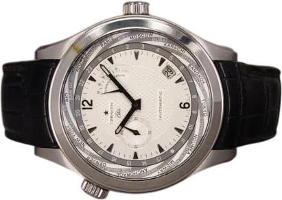 Title: Elite Grande Class Traveller Multicity
Brand: Zenith
Model: Zenith Elite Grande Class Traveller Multicity
Ref: 03.0520.687/01.C678
Category: Pilot
Diameter: 44mm
Functions: GMT, Dato
Year: 2010
Price: 22000
Condition: 8.0
Dial Color: Hvid
Strap: Læder
Case material: Stål
Gender: Herre
Match: 100.0%
Billedet er ejet af Chrono (311836) Et Zenith ur