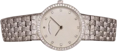 Titel: Mesh Doll WG 27593/206G
Mærke: Vacheron Constantin
Model: Métiers d’Art “Mesh Doll”
Ref.: 27593/206G
Kategori: Dress
Diameter: 23mm
Funktioner: Dato
Årgang: 1998
Pris: 150000
Stand: 8.0 (Brugt)
Skivefarve: Hvid
Rem: Metal
Kassemateriale: Guld
Køn: Dame
Match: 100.0%
Billedet ejes af Chrono (929980) Et Vacheron Constantin ur
