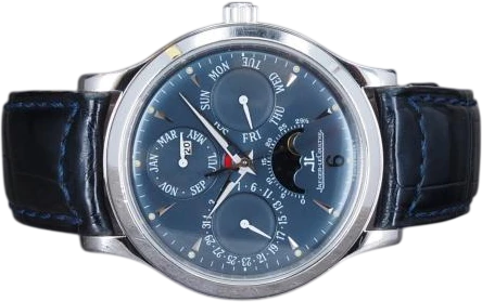 Title: Perpetual Calendar
Brand: Jaeger-LeCoultre
Model: Master Control Perpetual Calendar
Ref: 140.6.80
Category: Dress
Diameter: 37mm
Functions: Månefase, Ugedag, Dato
Year: 1997
Price: 145000
Condition: 8.0
Dial Color: Blå
Strap: Læder
Case material: Andet
Gender: Herre
Match: 100.0%
Billedet er ejet af Chrono (101305) Et Jaeger-LeCoultre ur