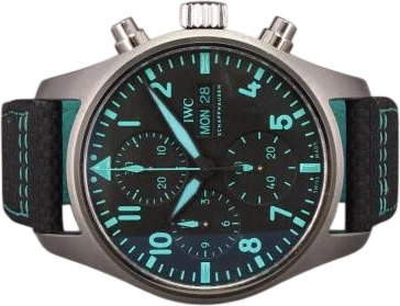 Title: Pilots Chronograph 41 AMG Petronas
Brand: IWC
Model: Pilots Chronograph Mercedes-AMG Petronas Formula One
Ref: IW388108
Category: Pilot
Diameter: 41mm
Functions: Kronograf, Dato, Ugedag
Year: 2022
Price: 54000
Condition: 9.0
Dial Color: Sort
Strap: Andet
Case material: Titanium
Gender: Herre
Match: 100.0%
Billedet er ejet af Chrono (101096) Et IWC ur