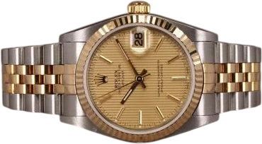 Title: Datejust 31 78273 (New)
Brand: Rolex
Model: Datejust 31
Ref: 78273
Category: Dress
Diameter: 31mm
Functions: Dato
Year: 2007
Price: 54000
Condition: 8.0
Dial Color: Gul
Strap: Metal
Case material: Stål
Gender: Dame
Match: 100.0%
Billedet er ejet af Chrono (902732) Et Rolex ur