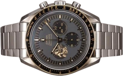Title: Speedmaster Apollo 11 50th Anniv.
Brand: Omega
Model: Speedmaster Pro Apollo 11 50th Anniversary
Ref: 310.20.42.50.01.001
Category: Racing
Diameter: 42mm
Functions: Kronograf
Year: 2019
Price: 90000
Condition: 8.0
Dial Color: Sort
Strap: Metal
Case material: Stål
Gender: Herre
Match: 100.0%
Billedet er ejet af Chrono (266796) Et Omega ur