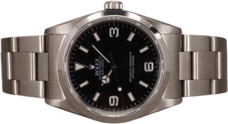 Titel: Explorer 14270 - 6/2000
Mærke: Rolex
Model: Explorer
Ref.: 14270
Årgang: 2000
Tilbehør: Boks og Papirer
Stand: 8.0 (Brugt)
Pris: 48.000 kr.
Diameter: 36mm
Funktioner: Dato
Skivefarve: Sort
Rem: Metal
Kassemateriale: Stål
Kategori: Sport
Køn: Herre
Match: 100.0%
Billedet ejes af Chrono (1028709) Et Rolex ur