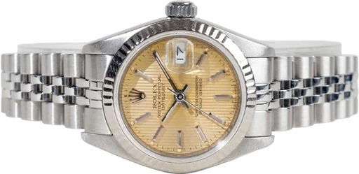 Title: Lady-Datejust
Brand: Rolex
Model: Lady-Datejust
Ref: 69174
Category: Dress
Diameter: 26mm
Functions: Dato
Year:
Price: 36999
Condition: 7.0
Dial Color: Gul
Strap: Metal
Case material: Andet
Gender: Dame
Match: 100.0%
Billedet er ejet af Chrono Collective (856878) Et Rolex ur
