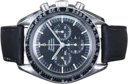 Title: Speedmaster 145.012-67 SP
Brand: Omega
Model: Speedmaster Pro Cal. 321
Ref: 145.012.67ST
Category: Racing
Diameter: 42mm
Functions: Kronograf
Year: 1967
Price: 55000
Condition: 7.0
Dial Color: Sort
Strap: Læder
Case material: Stål
Gender: Herre
Match: 100.0%
Billedet er ejet af Chrono (101282) Et Omega ur