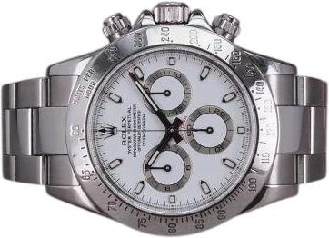Titel: Daytona 116520 - D9 serie
Mærke: Rolex
Model: Daytona
Ref.: 116520
Årgang: 2005
Tilbehør: Boks og Papirer
Stand: 8.0 (Brugt)
Pris: 155.000 kr.
Diameter: 40mm
Funktioner: Kronograf
Skivefarve: Hvid
Rem: Metal
Kassemateriale: Stål
Kategori: Racing
Køn: Herre
Match: 100.0%
Billedet ejes af Chrono (1083792) Et Rolex ur