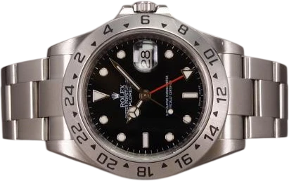 Title: Explorer II 16570 Cal. 3186 (New)
Brand: Rolex
Model: Explorer II 3186
Ref: 16570
Category: Sport
Diameter: 40mm
Functions: GMT, Dato
Year: 2008
Price: 58000
Condition: 8.0
Dial Color: Sort
Strap: Metal
Case material: Stål
Gender: Herre
Match: 100.0%
Billedet er ejet af Chrono (886534) Et Rolex ur