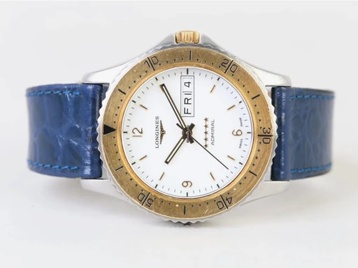 Title: Admiral
Brand: Longines
Model: Admiral
Ref: L3.600.5
Category: Sport
Diameter: 39mm
Functions: Ugedag, Dato
Year: null
Price: 4999
Condition: undefined
Dial Color: Hvid
Strap: Læder
Case material: Stål
Gender: Herre
Match: 100.0%
Billedet er ejet af Chrono Collective (146502) Et Longines ur
