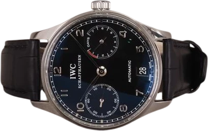 Titel: Portugieser Automatic IW5001 (Nyhed)
Mærke: IWC
Model: Portugieser Automatic
Ref.: IW5001
Kategori: Dress
Diameter: 42mm
Funktioner: Dato
Årgang: 2006
Pris: 36000
Stand: 8.0 (Brugt)
Skivefarve: Sort
Rem: Læder
Kassemateriale: Stål
Køn: Herre
Match: 100.0%
Billedet ejes af Chrono (951259) Et IWC ur
