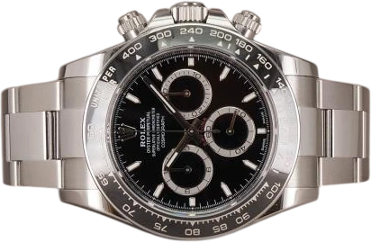 Titel: Daytona 126500LN - 12/2022
Mærke: Rolex
Model: Daytona
Ref.: 126500LN
Årgang: 2023
Tilbehør: Boks og Papirer
Stand: 8.0 (Brugt)
Pris: 200.000 kr.
Diameter: 40mm
Funktioner: Kronograf
Skivefarve: Sort
Rem: Metal
Kassemateriale: Stål
Kategori: Racing
Køn: Herre
Match: 100.0%
Billedet ejes af Chrono (1139881) Et Rolex ur